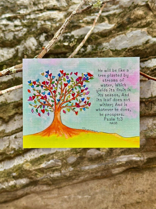 'He will be like a tree' Psalm 1:3 Colorful Hearts Tree