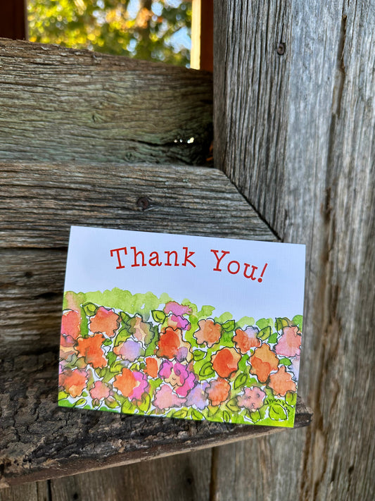'Thank You' Green, Orange, and Pink Flowers