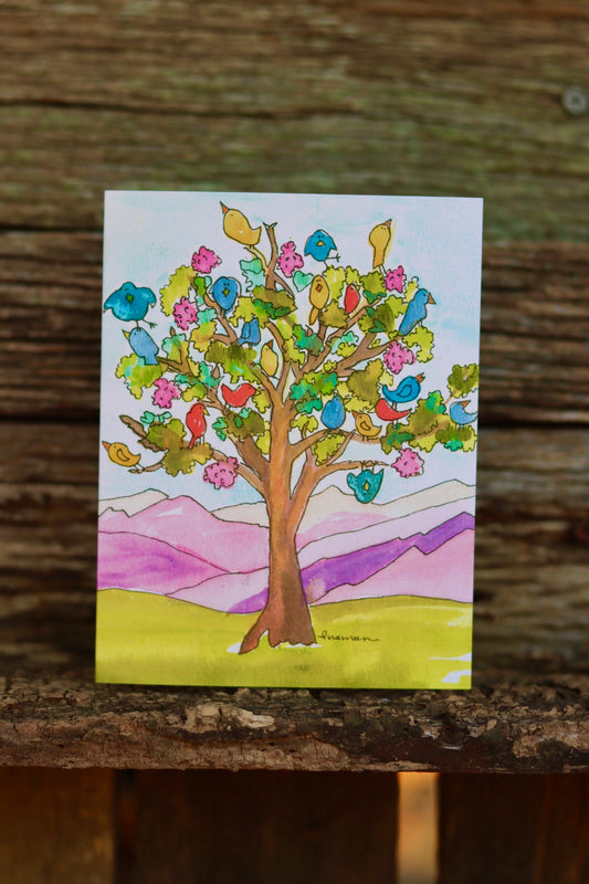Flock of Fun Birds in a Tree