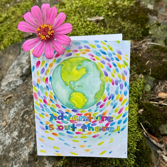 Adventure Is Out There Earth Globe Greeting Card