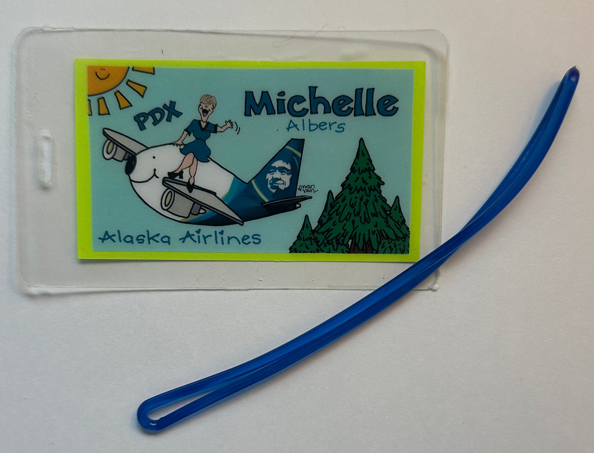 Alaska Airlines crew member!  This plane is turned sideways for a different view!  Any airline, any base!  Loop included! 