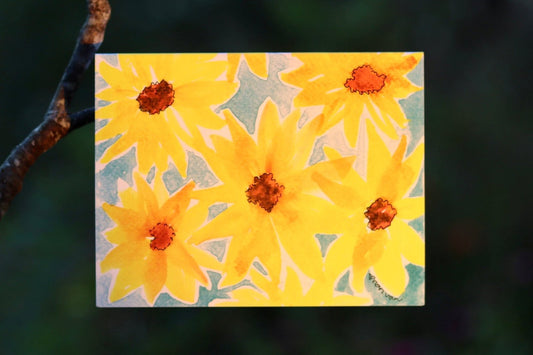 Black Eyed Susan Blue Background