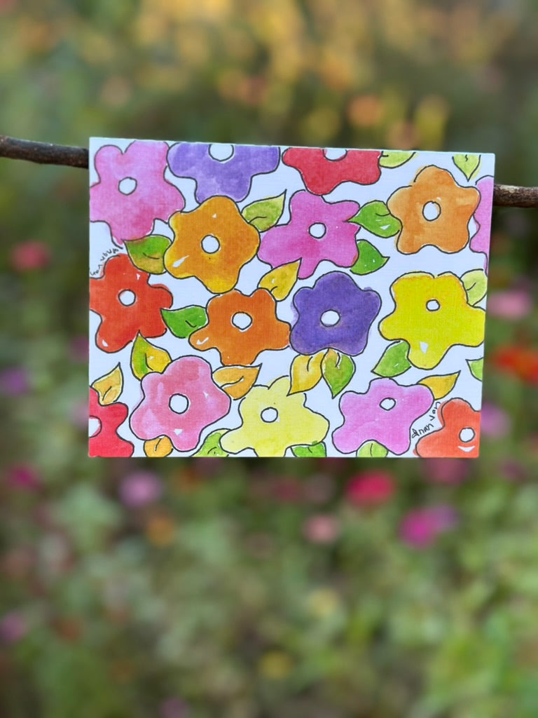 Bubble Flowers Yellow, Red, Purple, and Orange