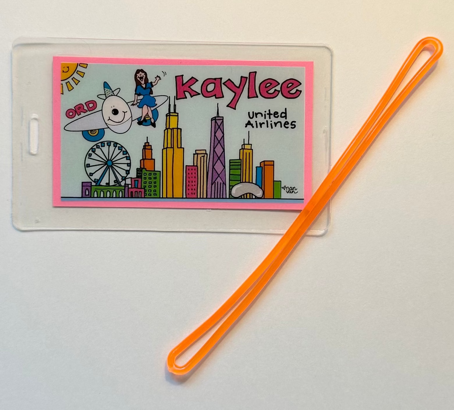 The Chicago skyline is a fun whimsical design!  Any airline, any skyline!  You design it, I'll draw it!  