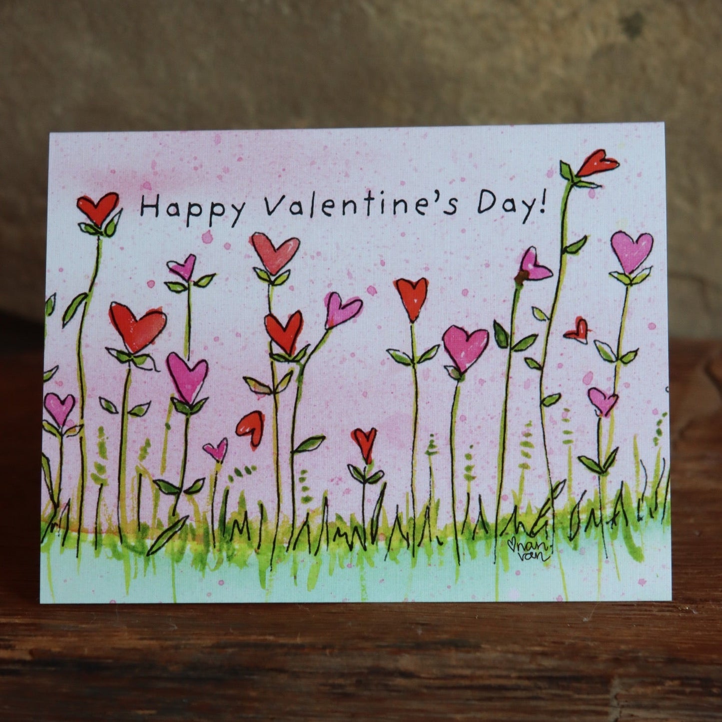 'Happy Valentine's Day!' Field of Heart Shaped Flowers Greeting Card 2