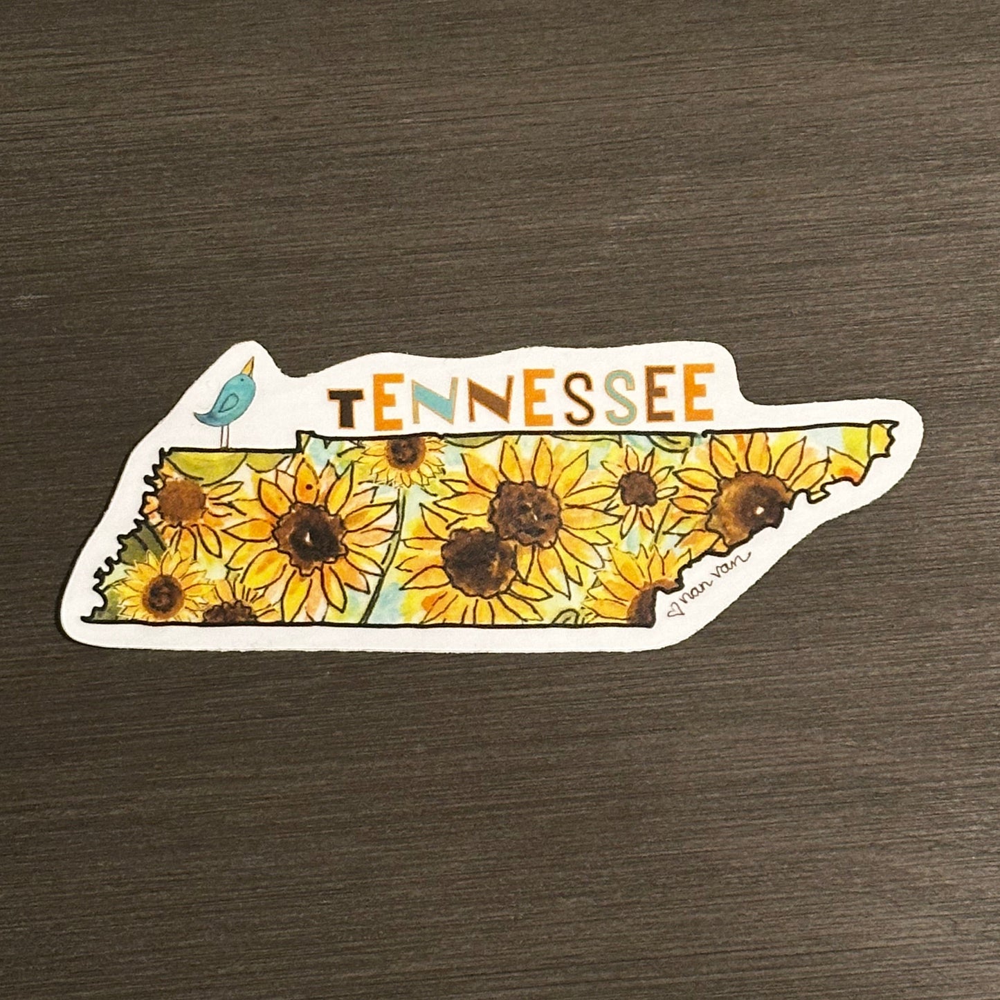 Tennessee Sunflowers and Birdie Sticker
