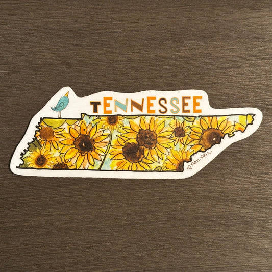 Tennessee Sunflowers and Birdie Sticker