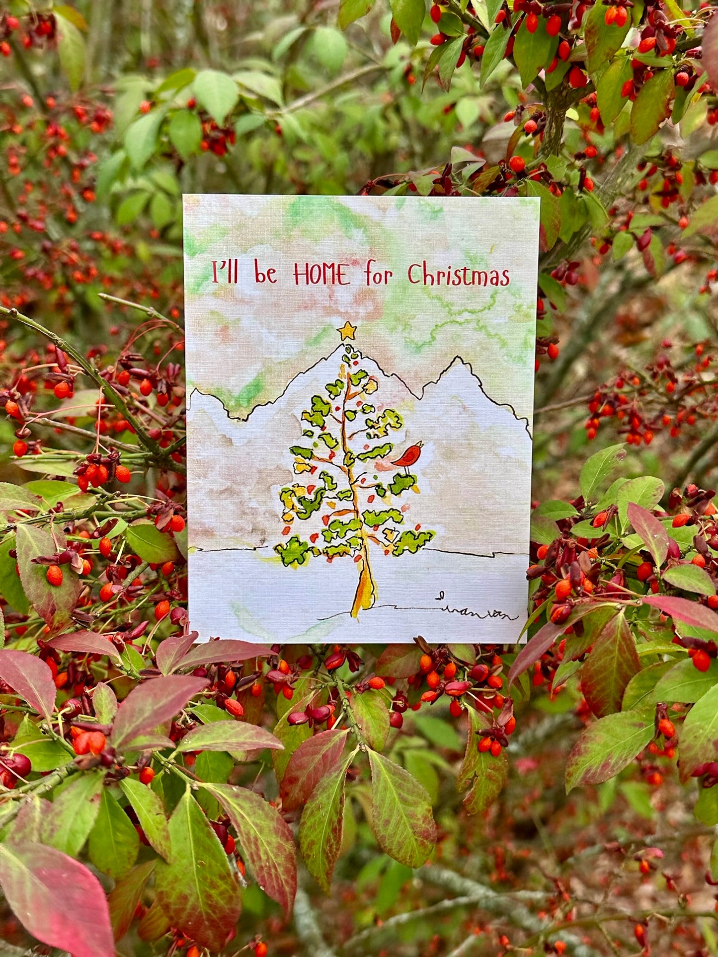 'I'll be home for Christmas' Tree with Redbird