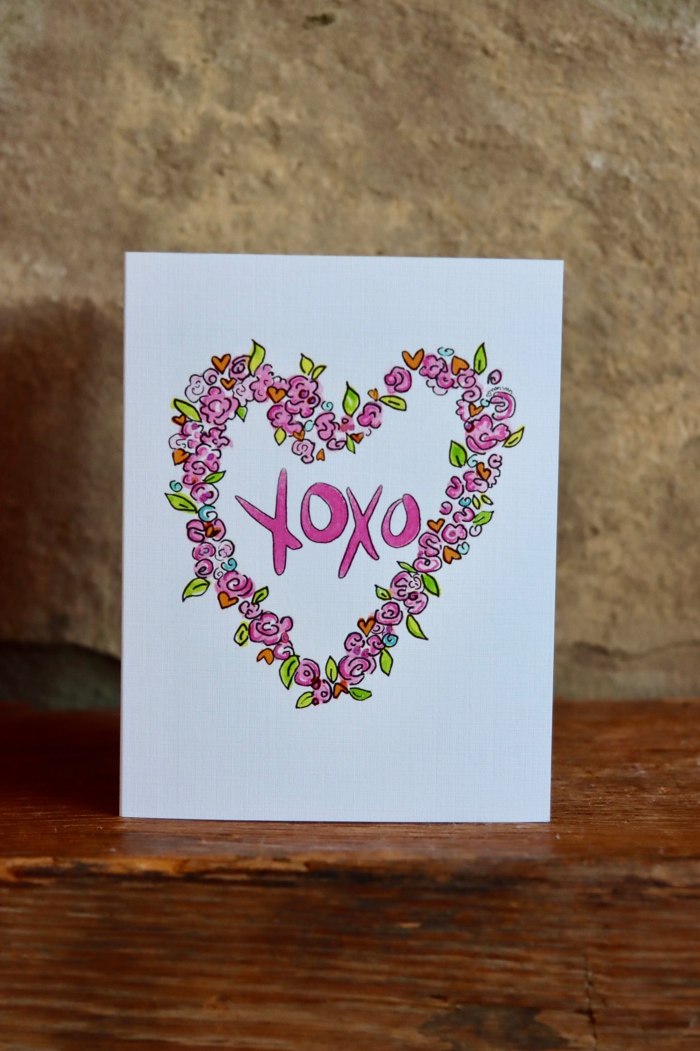 'XOXO' Heart of Roses Greeting Card