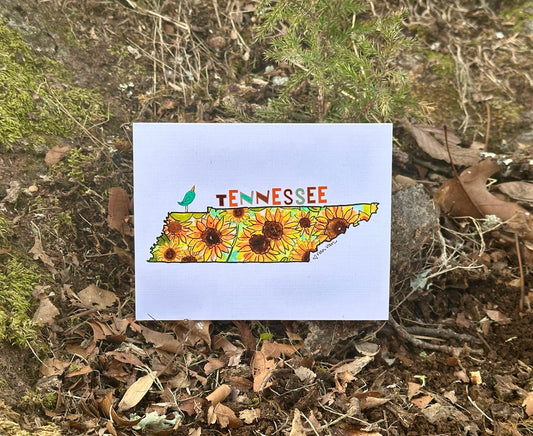 Birdie on the State of Tennessee with Sunflowers Card