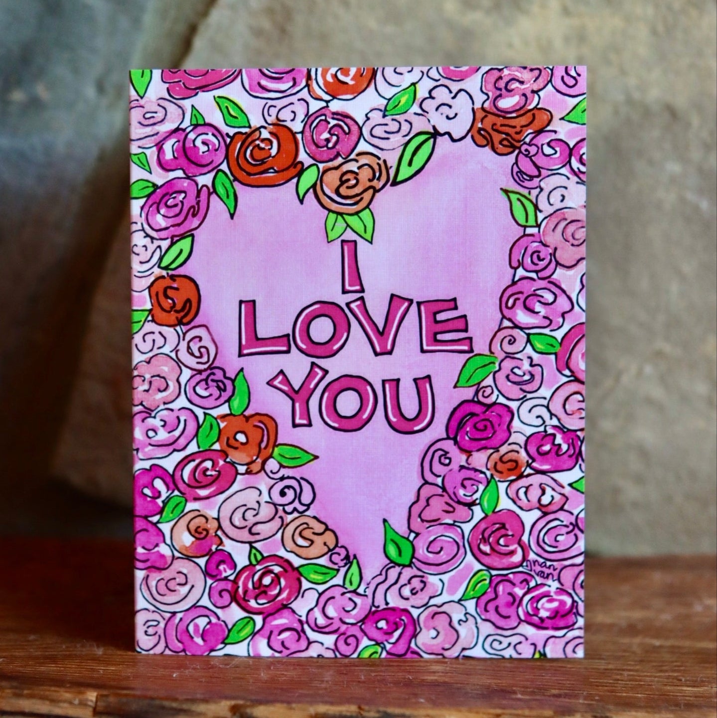 I love you valentines hearts and roses greeting card