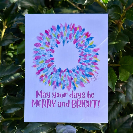 May your days be MERRY and BRIGHT Christmas Wreath Greeting Card 2024