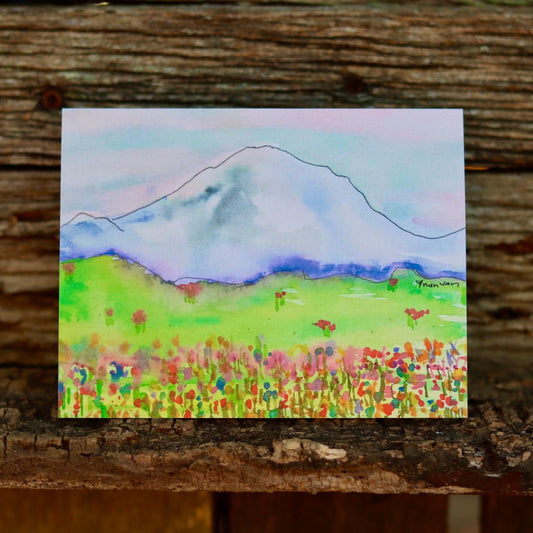 Mt Rainier wildflower patch greeting card