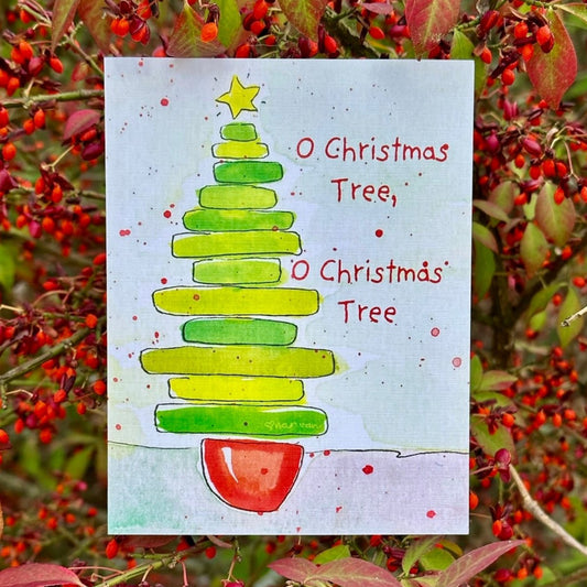 O Christmas Tree with Gold Star on Top Christmas Greeting Card