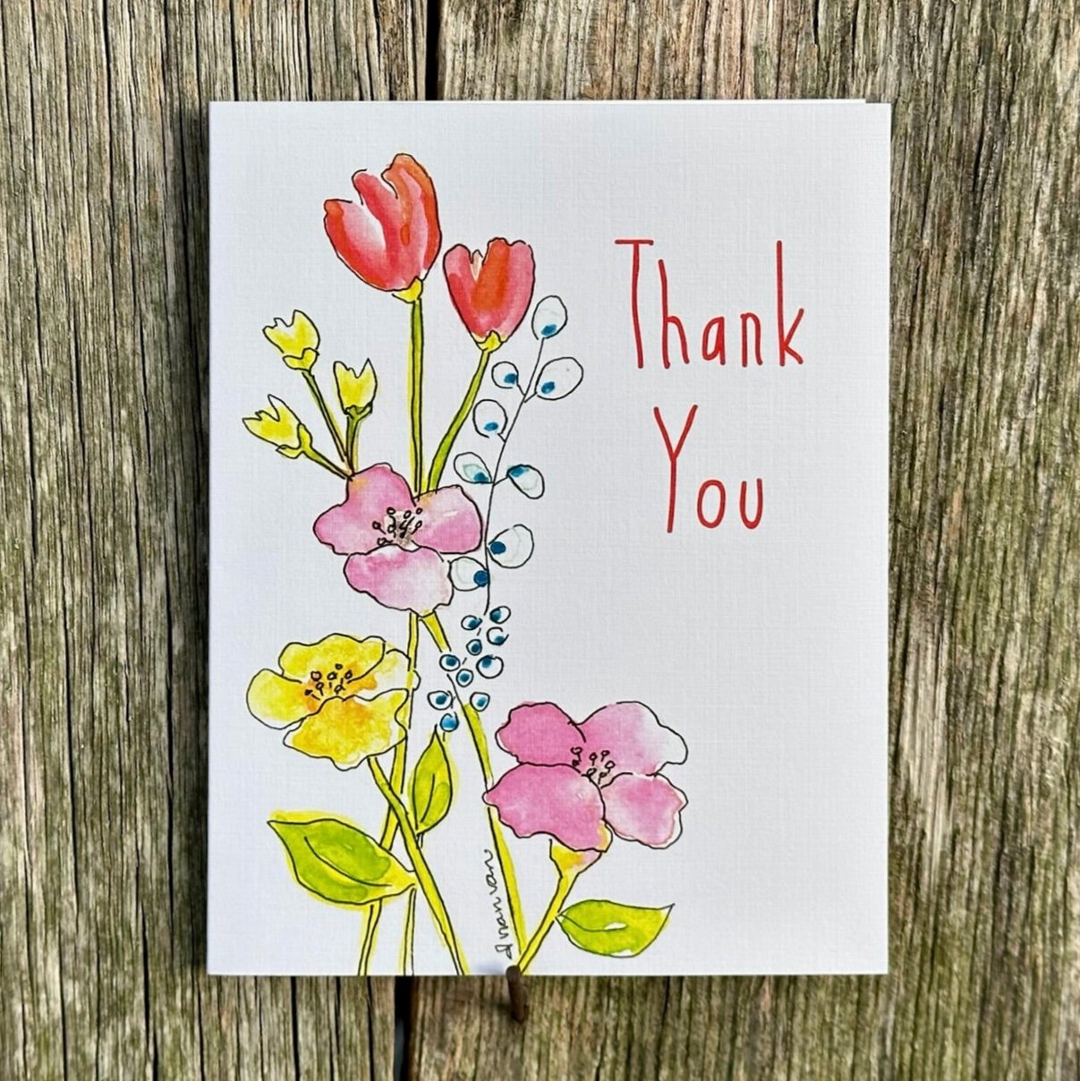 Poppies and Wildflowers Thank You Greeting Card