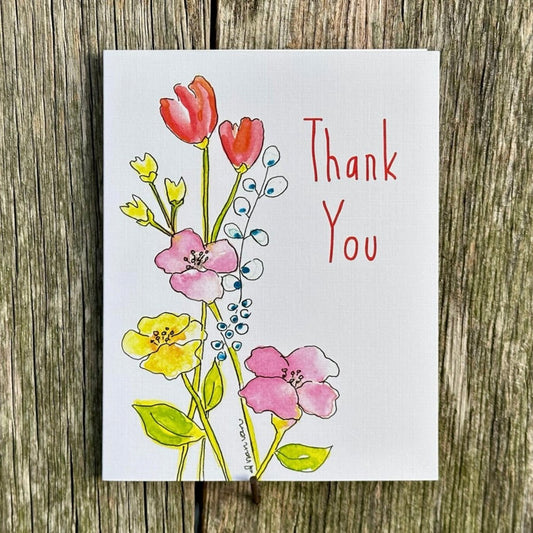 Poppies and Wildflowers Thank You Greeting Card