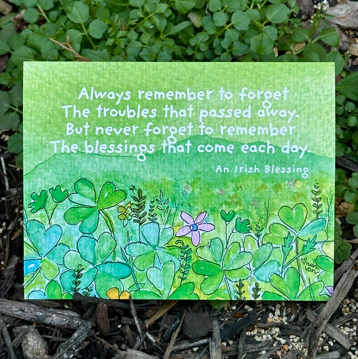 Remember the blessings that come each day Irish proverb greeting card