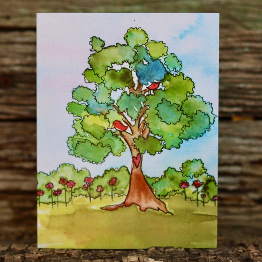St Louis cardinal tree red birds in tree card
