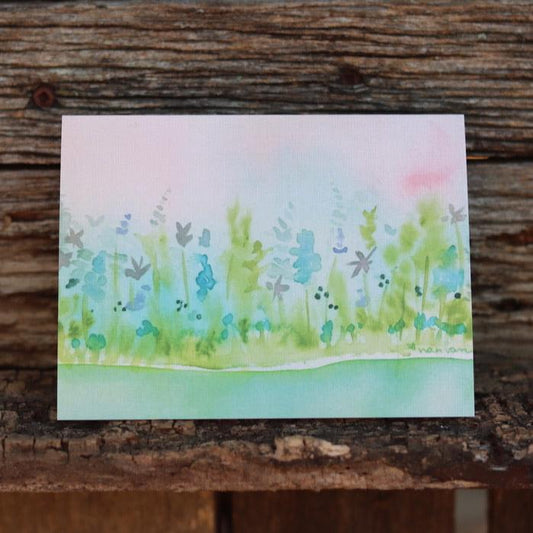 Sympathy wildflowers soft blue greeting card