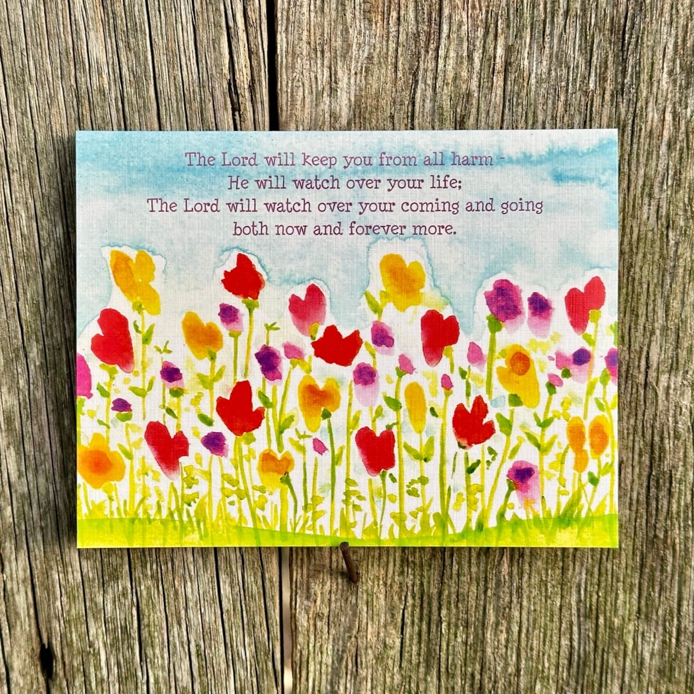 The Lord will keep you Scripture Greeting Card in colorful wildflower patch
