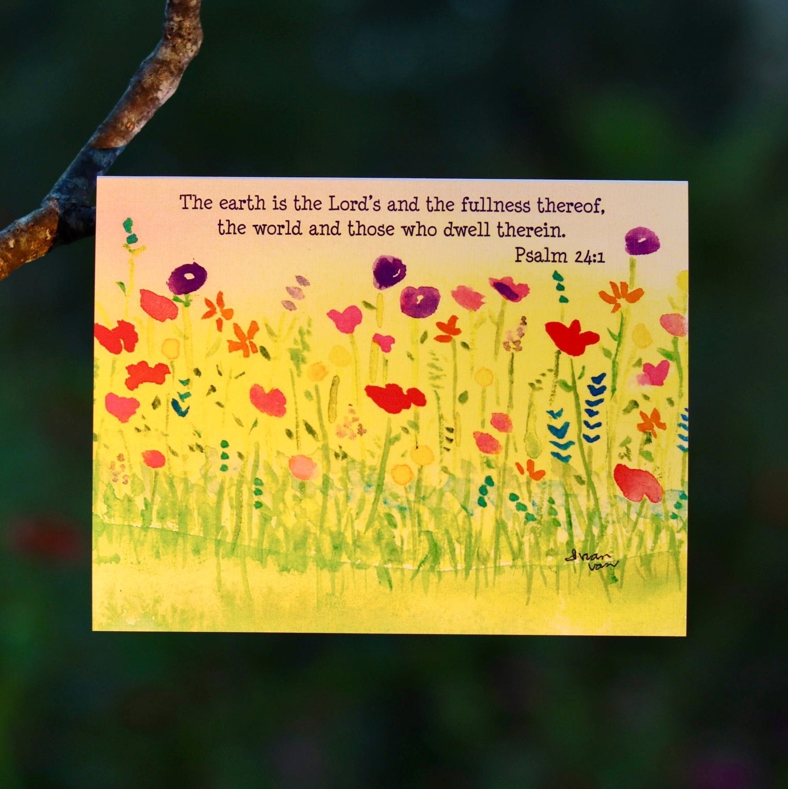 The earth is the Lord's Psalm 24:1 soft wildflowers card