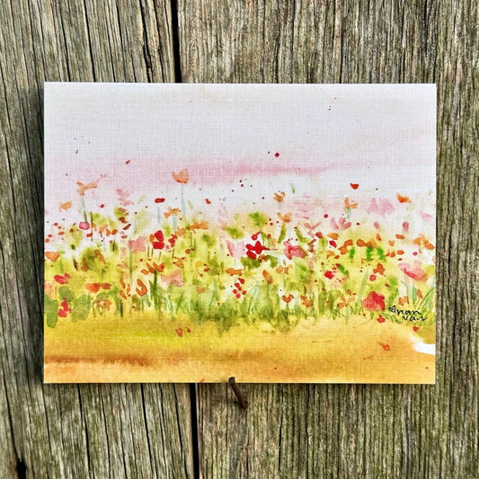Wildflowers Soft and Warm with Pink Sunset Sympathy Greeting Card