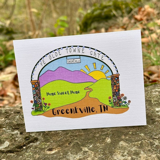 Ye Olde Towne Gate Greeneville TN Town Gate Greeting Card