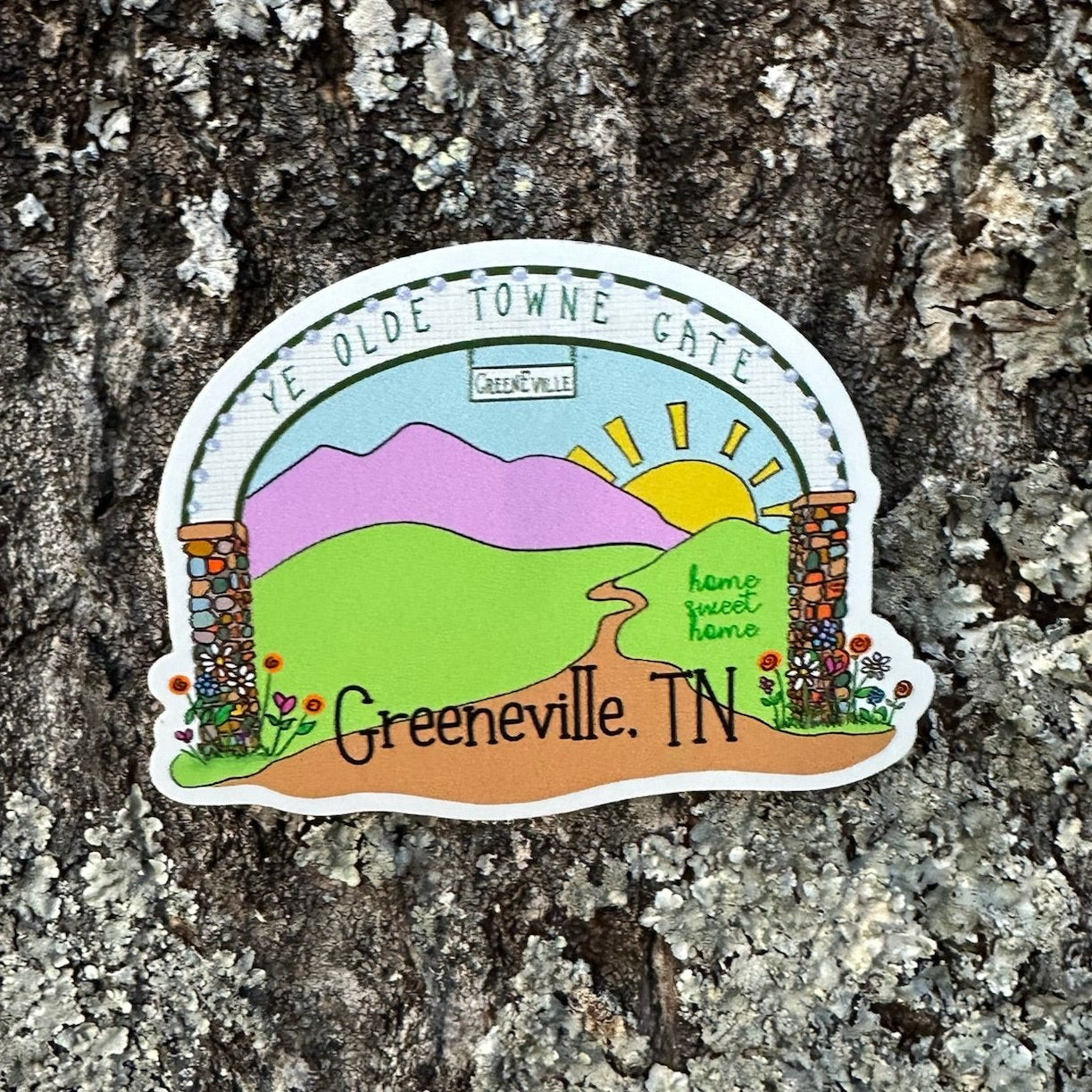 Ye Olde Towne Town Gate Greeneville TN Dishwasher Safe Sticker