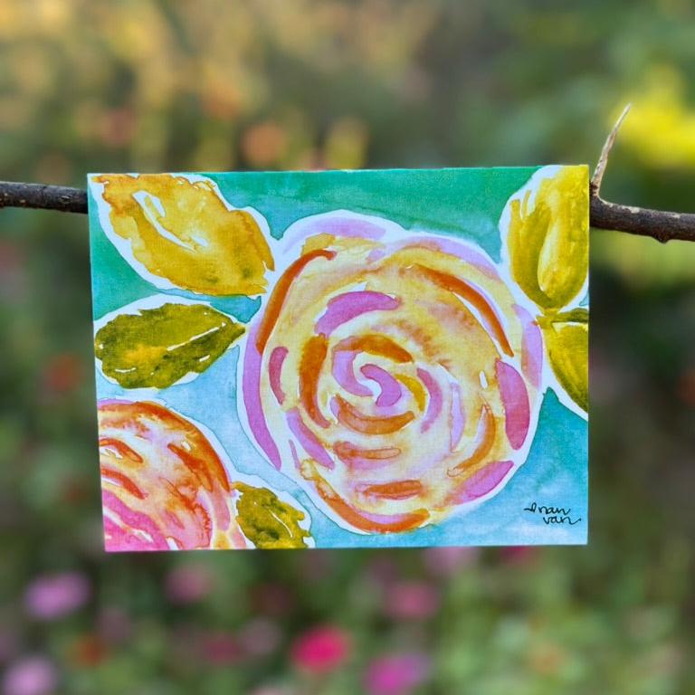 cinnamon roll flower blue sky greeting card